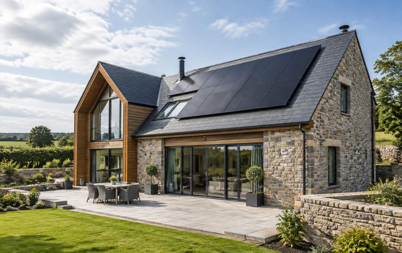 Solar PV panels installed on a modern UK property
